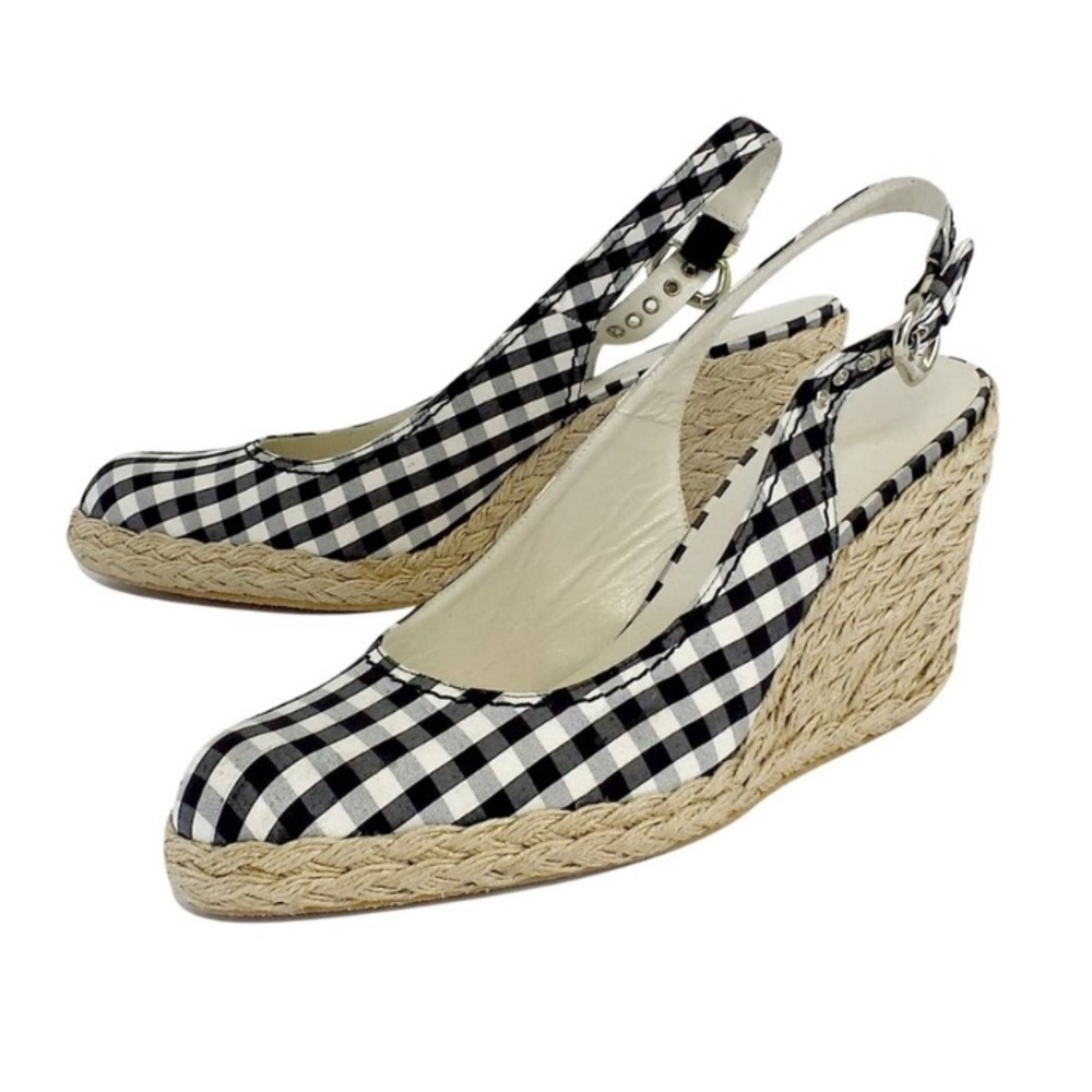 Stuart Weitzman Gingham Check Espadrille  7.5 NWT